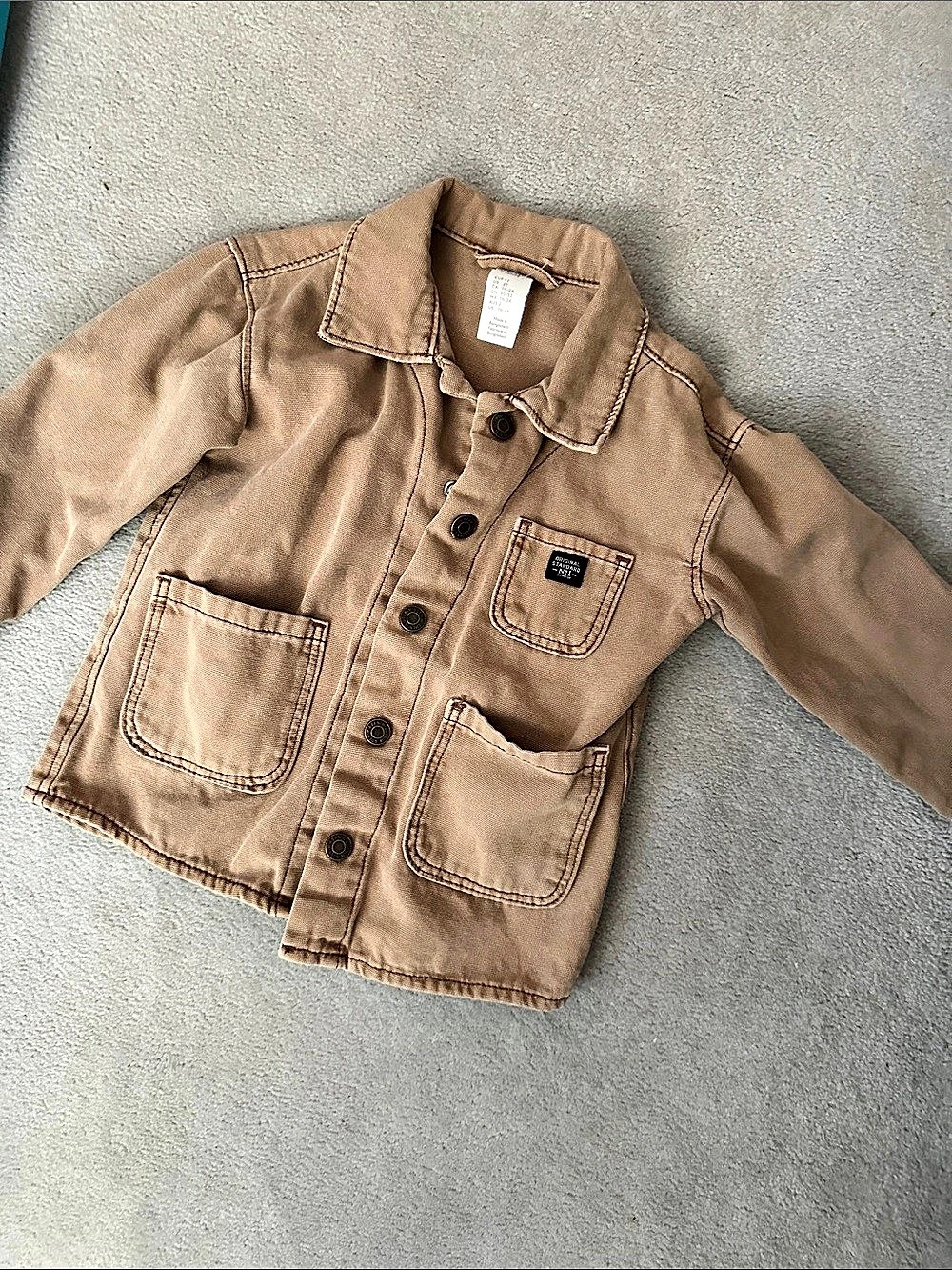 H&M Boys Size 2T Brown Utility Jacket Like New